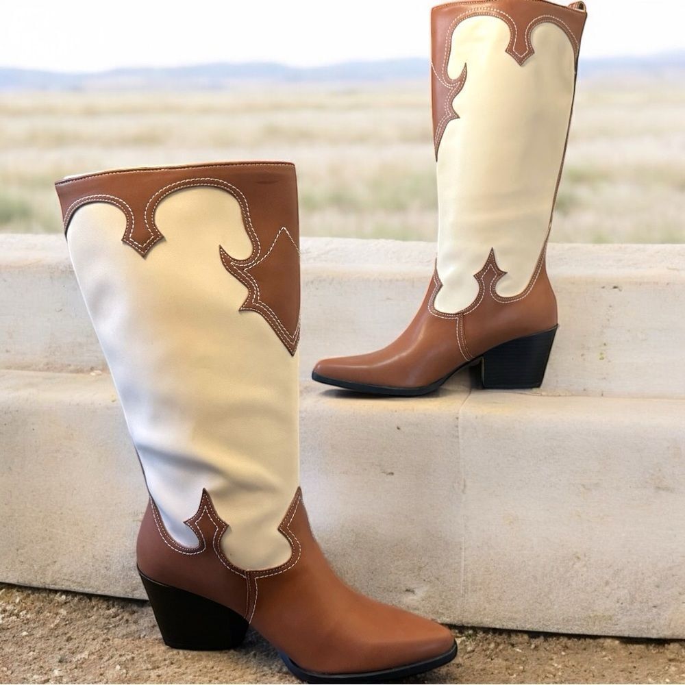 Zodiac Brown/Plaster Western Tall Boots NEW Size 10 - Picture 5 of 13